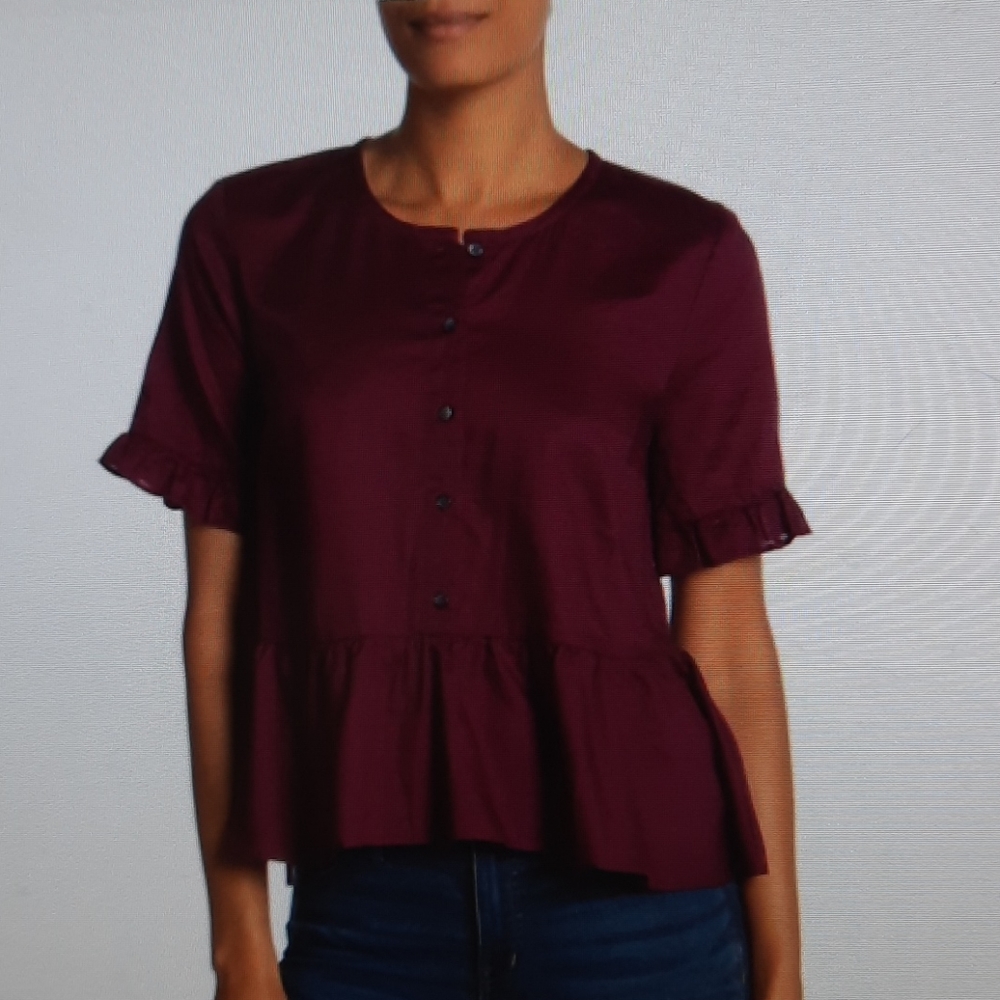 Madewell small purple peplum button down blouse